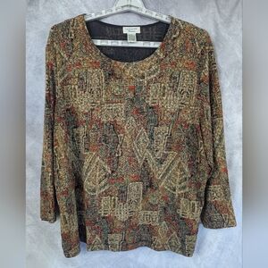 Laura Ashley Woman Size 2X Blouse Stretchy With Gold Thread Accents